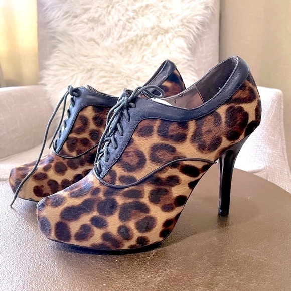 ISOLA Calf Hair & Leather Heel Bootie Heels (7) - Picture 1 of 9